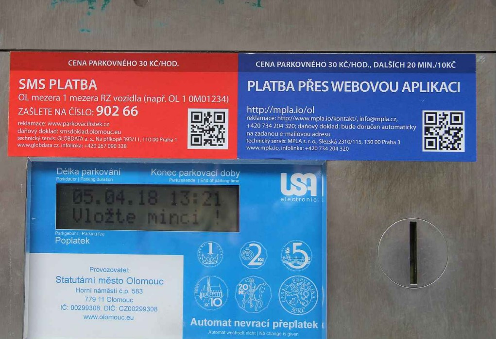 V centru Olomouce si řidiči od května připlatí za krátkodobé parkování 