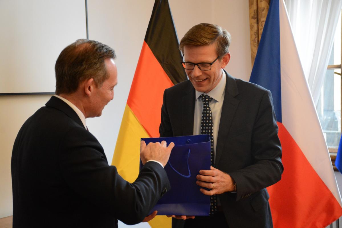 Ministr Martin Kupka včera na Ministerstvu přivítal spolkového ministra dopravy Volkera Wissinga