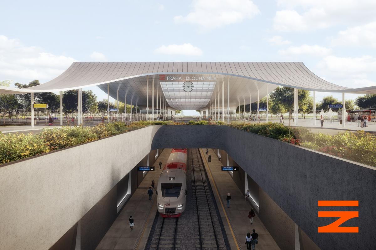 Správa železnic zveřejnila vizualizace terminálu v Praze na Dlouhé Míli