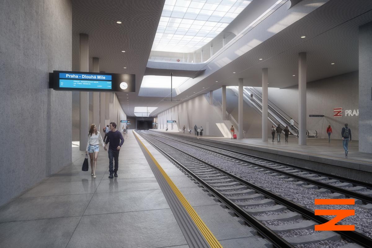 Správa železnic zveřejnila vizualizace terminálu v Praze na Dlouhé Míli