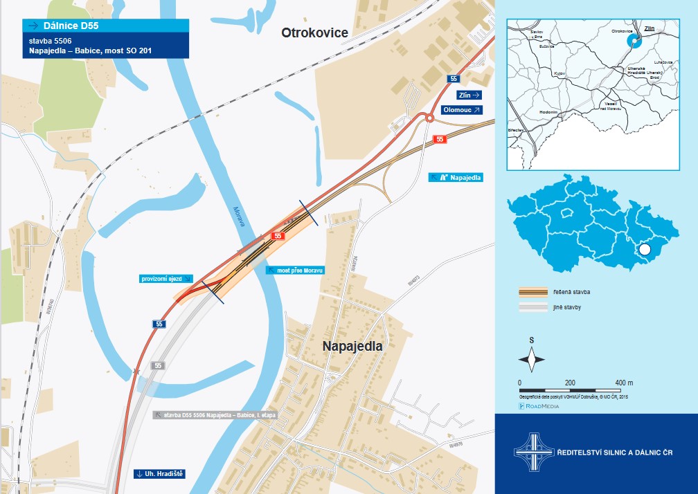 Ředitelství silnic a dálnic vypsalo výběrové řízení na stavbu na D55 u Napajedel