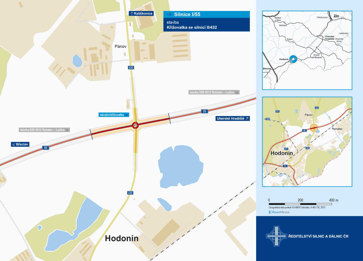 ŘSD letos vybuduje okružní křižovatku na silnici I/43 u Sebranic! Okružní křižovatka vyroste i u Hodonína