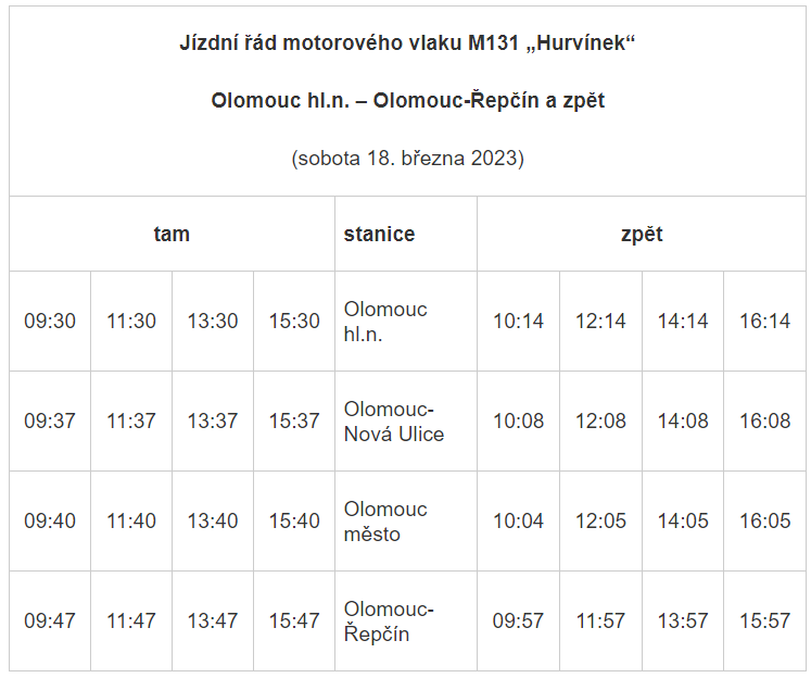 Zítra vyjede v Olomouci na trať „Hurvínek“