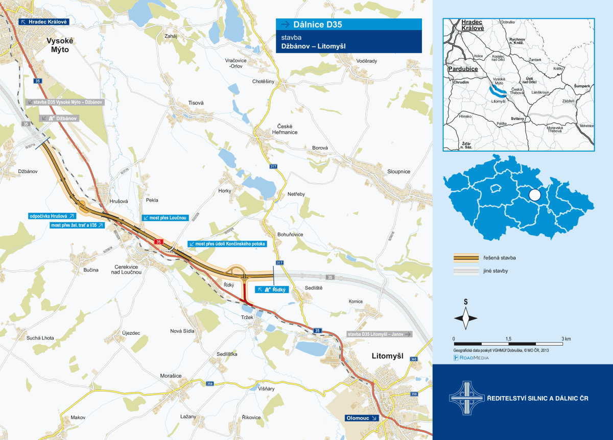 ŘSD zahájilo výběrové řízení na zhotovitele stavby dálničního úseku D35 mezi Džbánovem a Litomyšlí
