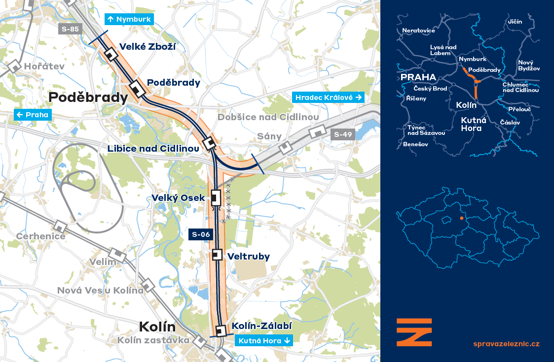 Správa železnic hledá projektanta pro modernizaci úseku mezi Kolínem a Nymburkem