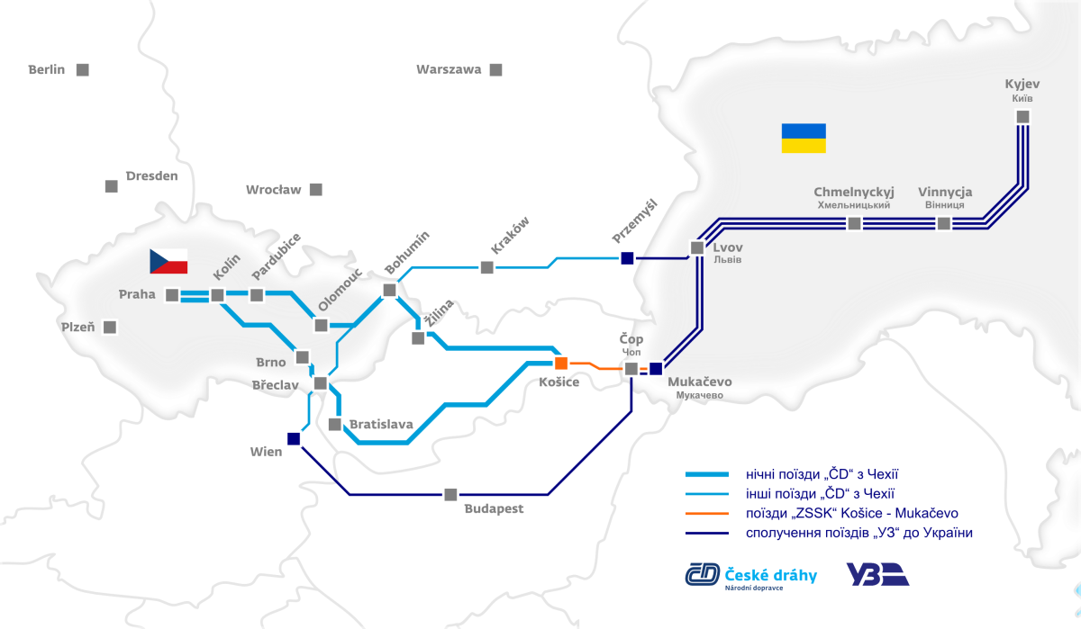 České dráhy jako jediný železniční dopravce nabízí cesty na Ukrajinu s přímým odbavením