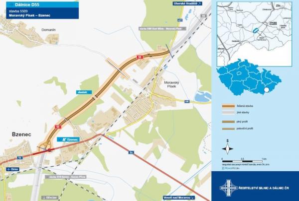 Stavbu dalšího úseku dálnice D55 Moravský Písek – Bzenec bude zahájena příští rok