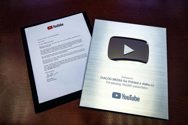 Online projekt ČD Pohled z vlaku získal od YouTube prestižní cenu Creator Award